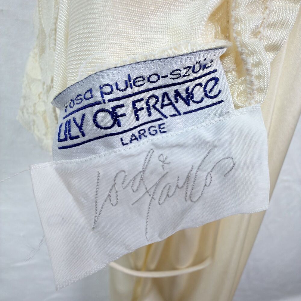 ivory vintage lace nightgown large satin maxi lord & taylor by lily of france - Picture 3 of 7